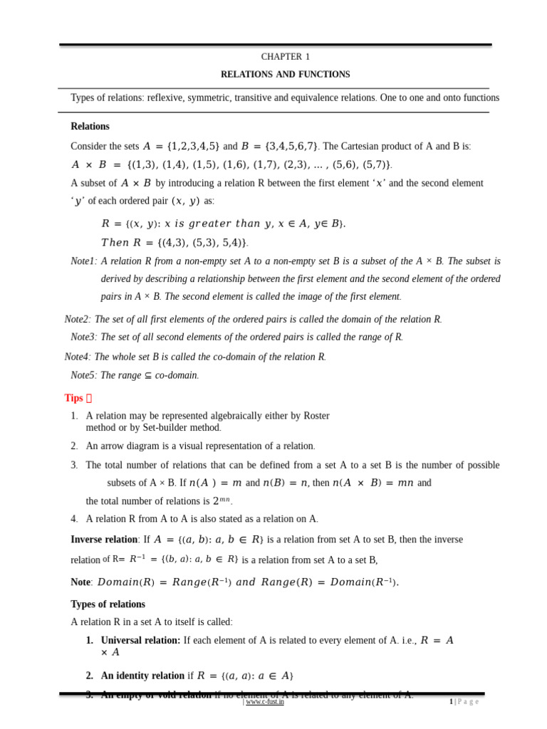 Hsslive-CH 1 RELATIONS AND FUNCTIONS (1) . | PDF | Function ...