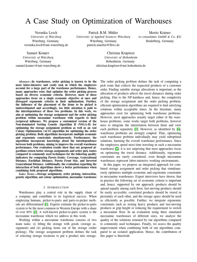 Optimizing Warehouse Order Picking | PDF | Mathematical Optimization ...