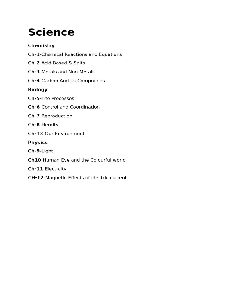 Science Chapters: Chemistry, Biology, Physics | PDF