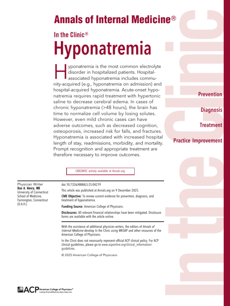Understanding Hyponatremia in Patients | PDF | Medical Specialties