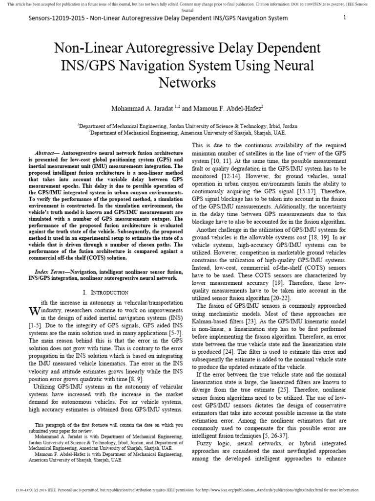 Non-Linear INS/GPS Fusion System | PDF | Inertial Navigation System ...