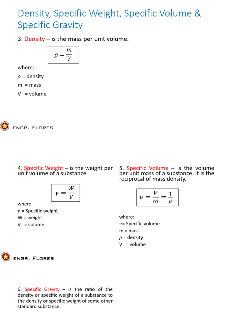 Density, Weight, Volume & Gravity Calculations | PDF | Density | Weight