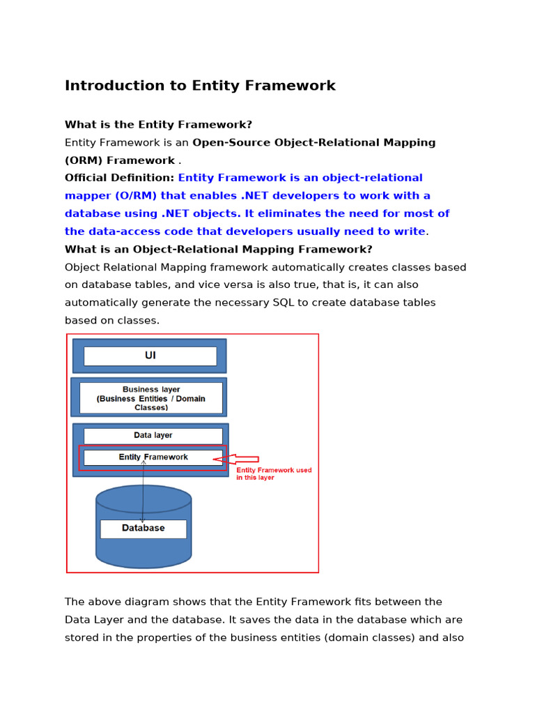 Entity Framework Overview and Example | PDF | Entity Framework ...