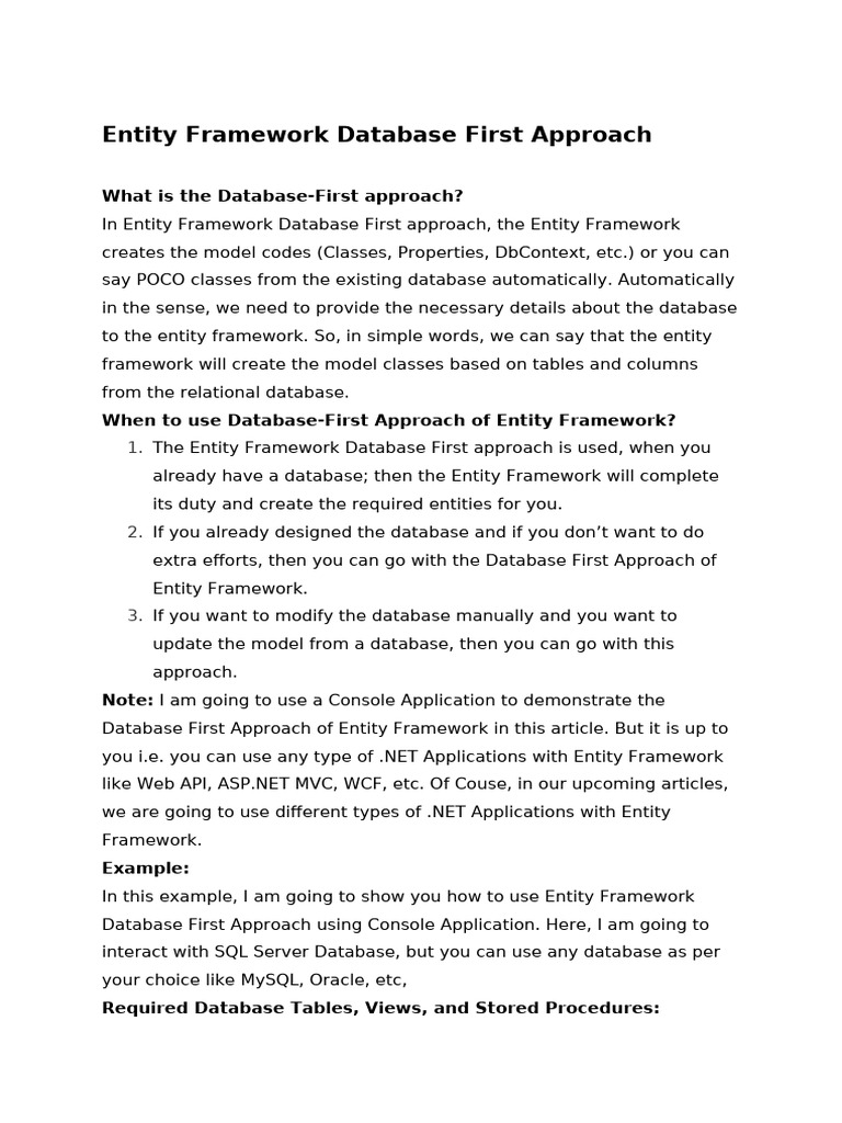 Entity Framework Database First Guide | PDF | Entity Framework | Databases