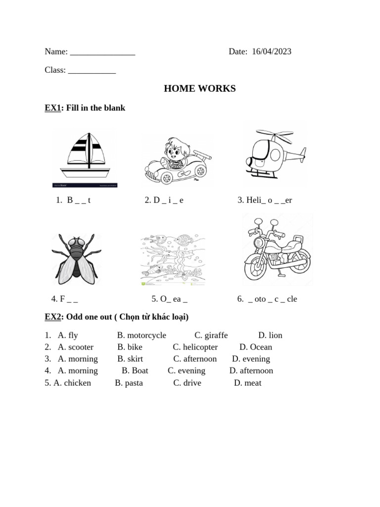 English Homework Exercises for Kids | PDF
