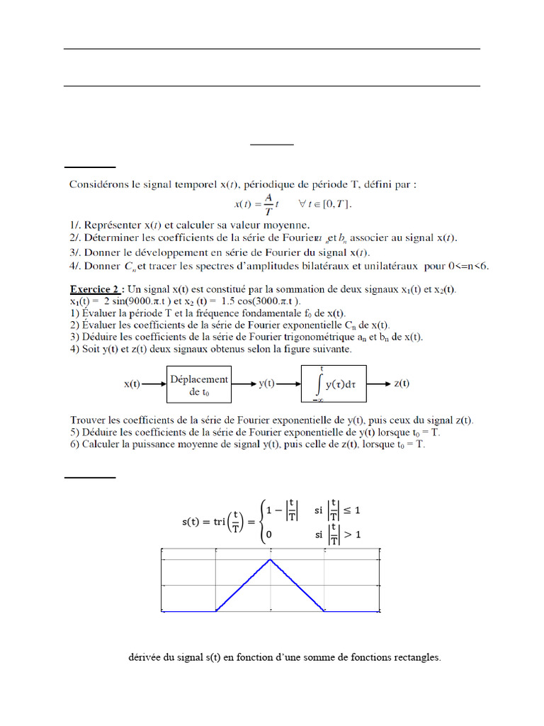 Traitement du Signal : Exercices et Solutions | PDF