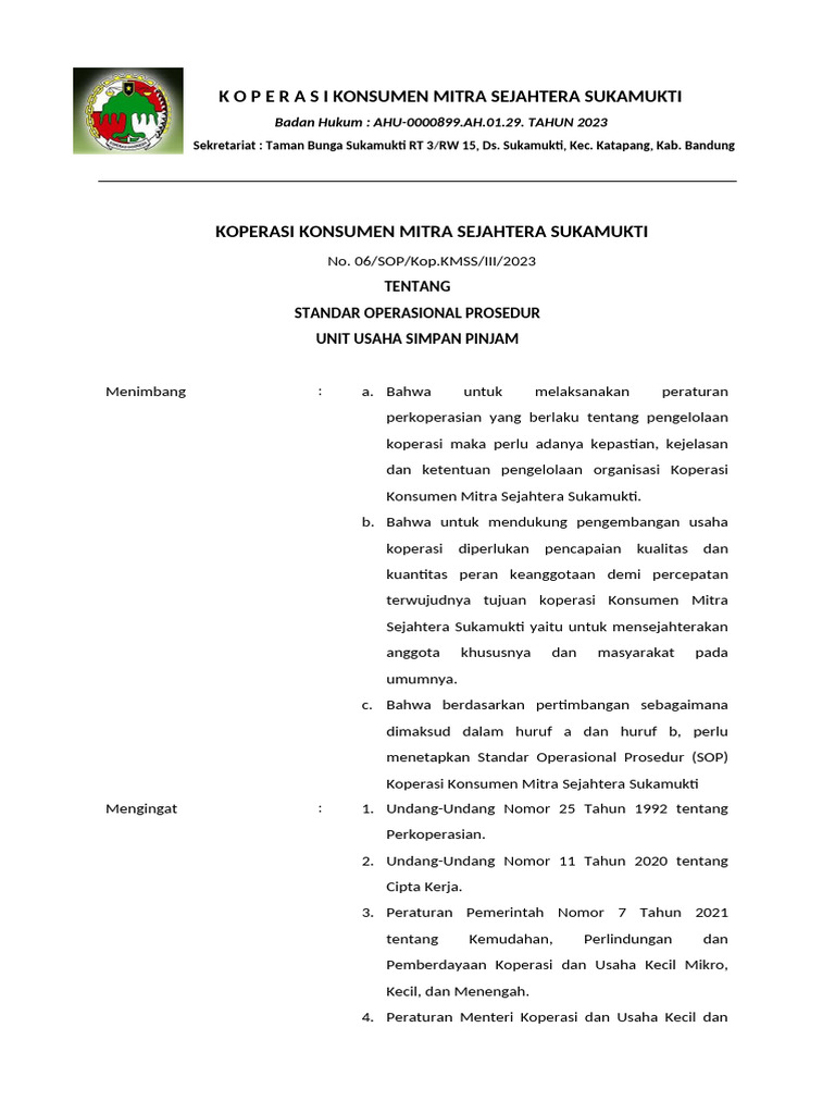 SOP KMSS | PDF