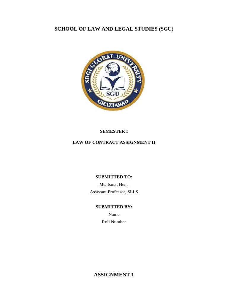 Contract 1 Assignment - Nov | PDF
