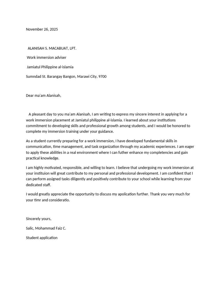 Application Letter 2 | PDF