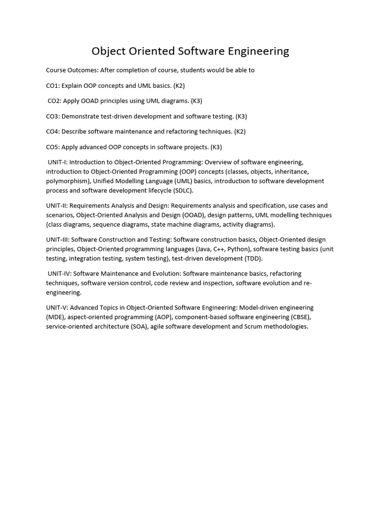 OOSE Unit-1 | PDF | Method (Computer Programming) | Class (Computer ...