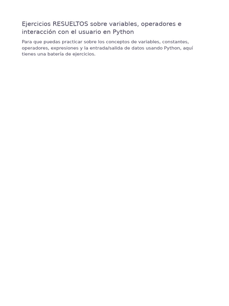 3.ejercicios RESUELTOS Variables, Operadores e Interacción Con El ...