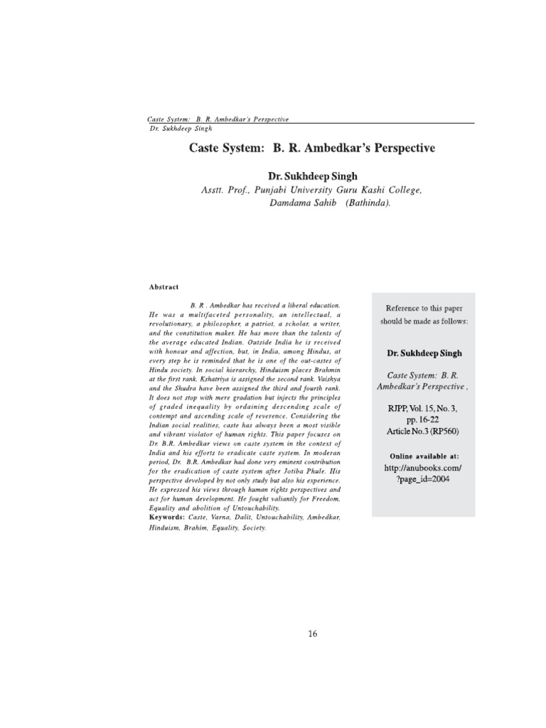 Ambedkar On Caste | PDF