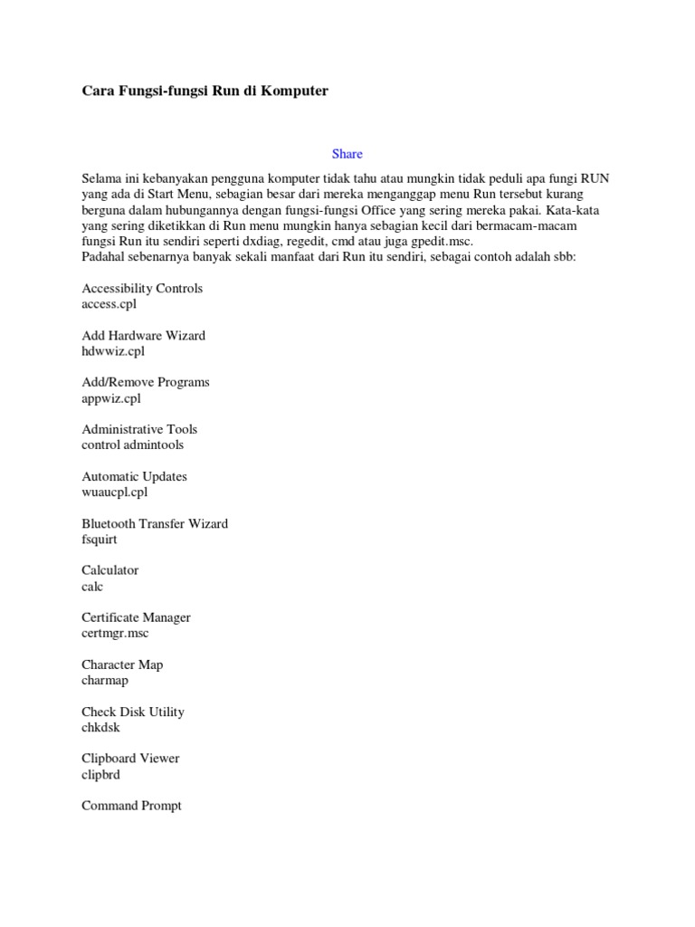 Manfaat Menu Run di Komputer | PDF | Computers