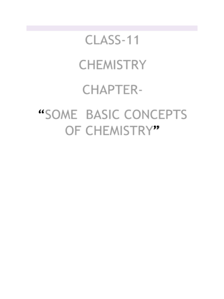 Some Basic Concepts of Chemistry Handwritten Notes | PDF