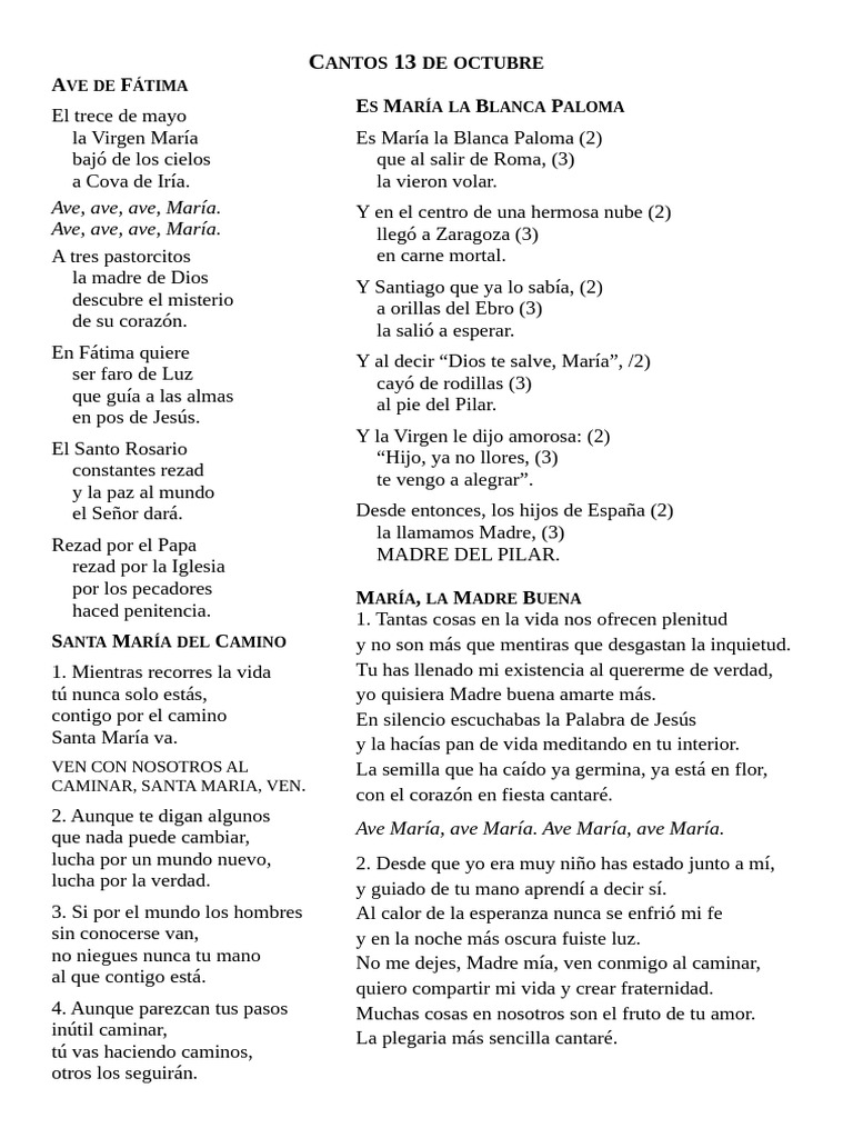 Cantos a la Virgen María: Devoción y Fe | PDF | María, madre de Jesús