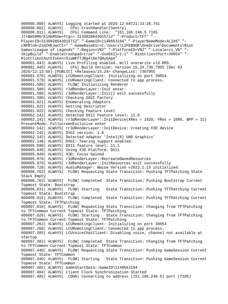 TFT Game Log Analysis - Dec 2025 | PDF | System Software | Computing