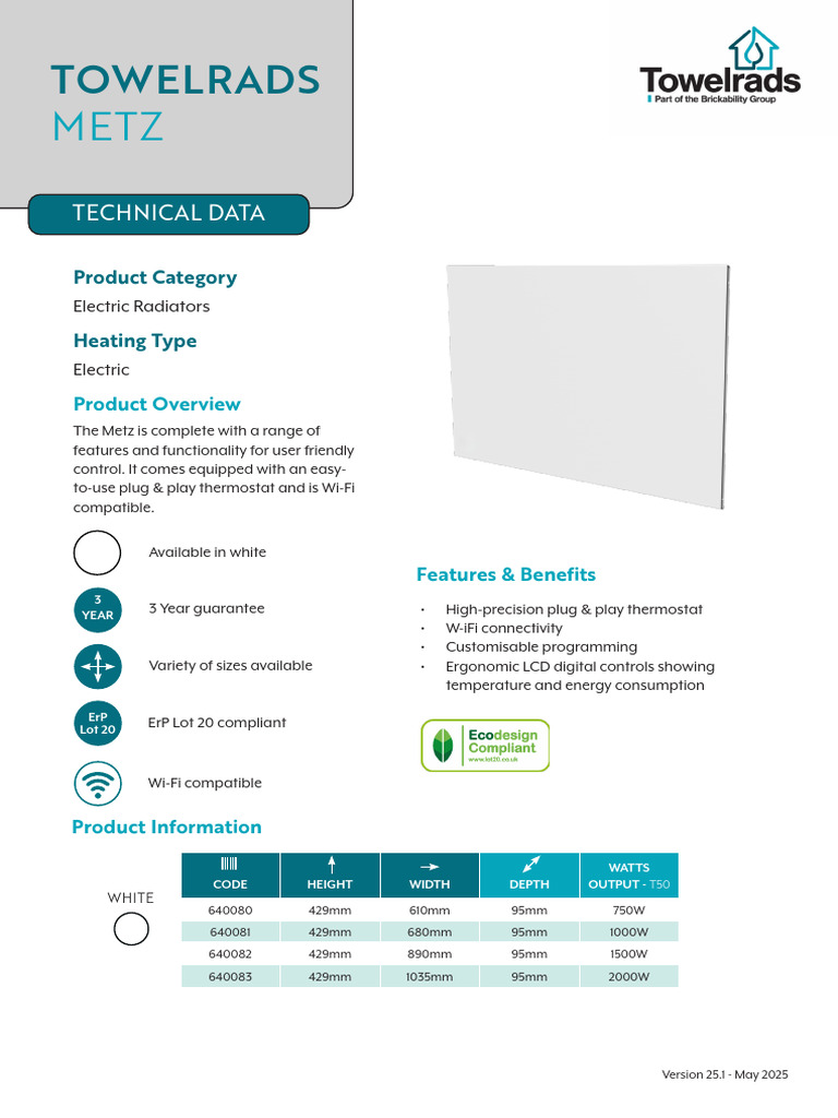 Metz Electric Radiators Overview | PDF