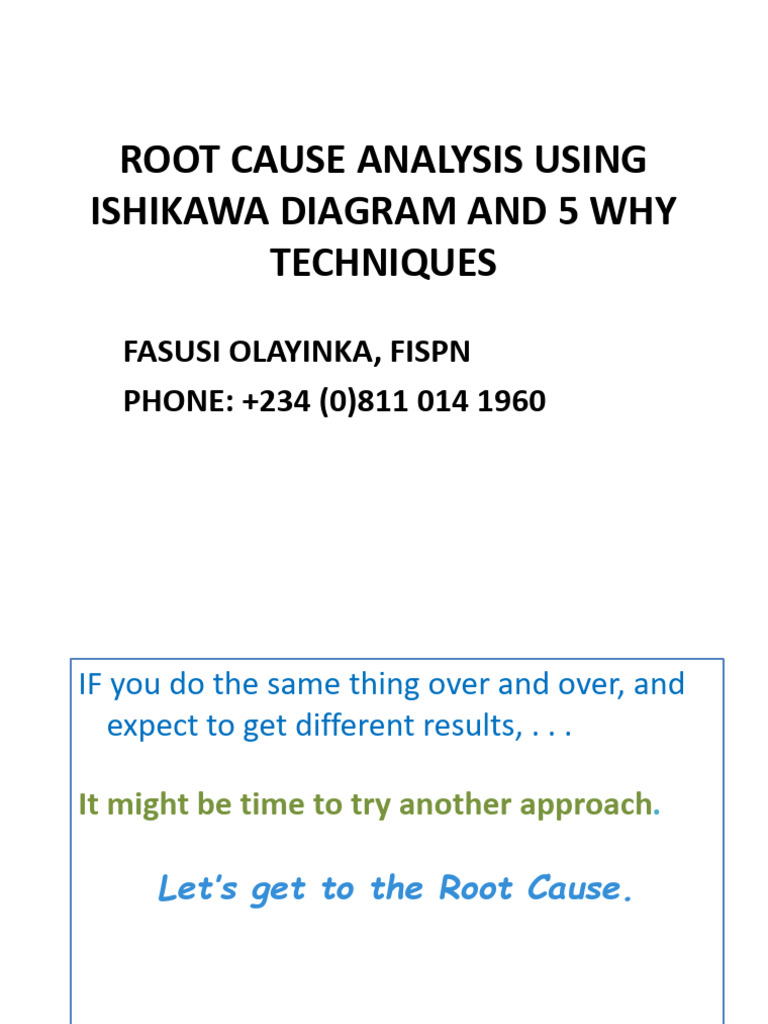 Root Cause Analysis: Ishikawa & 5 Whys | PDF