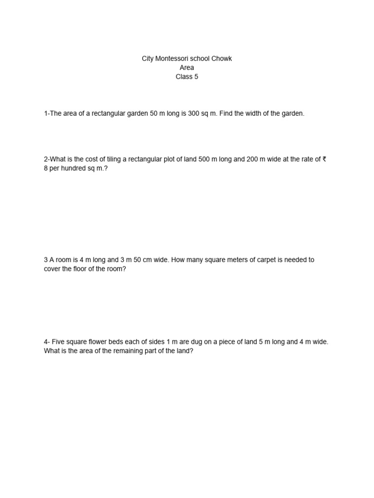 Math Problems for Class 5 Students | PDF