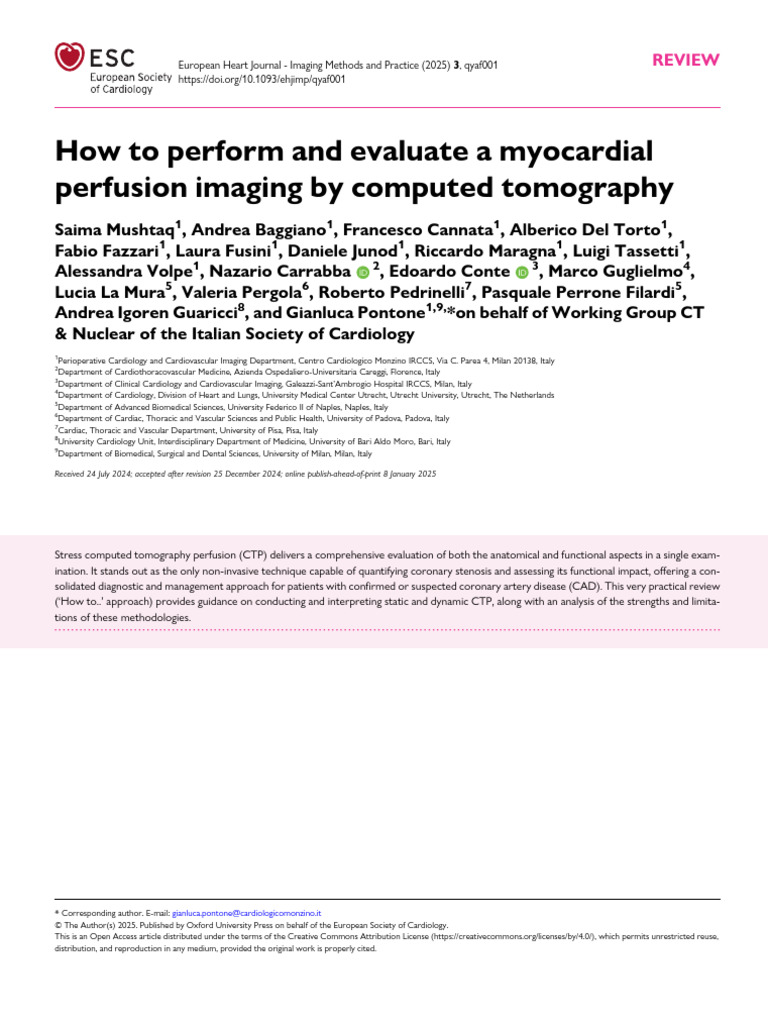 Myocardial Perfusion Imaging via CT | PDF | Ct Scan | Coronary Circulation