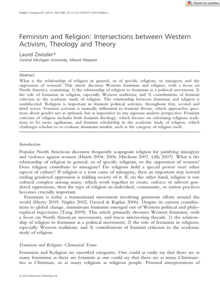 Feminism and Religion: A Critical Analysis | PDF | Feminism | Gender ...