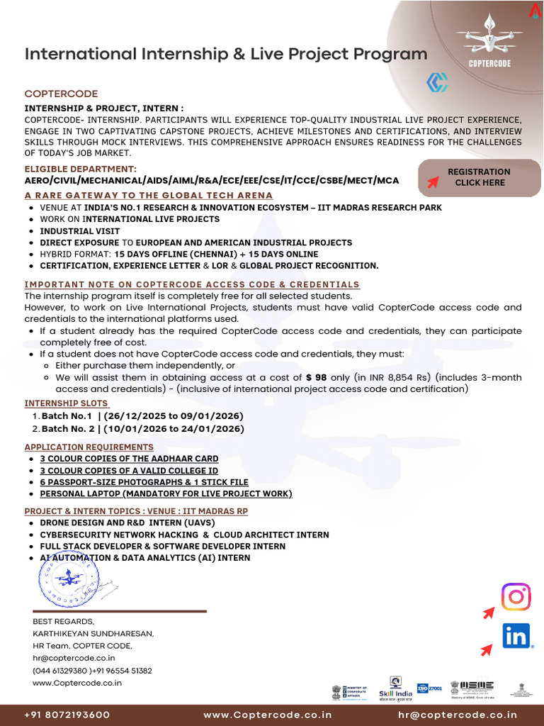 CopterCode Internship Opportunities 2026 | PDF | Information Technology ...