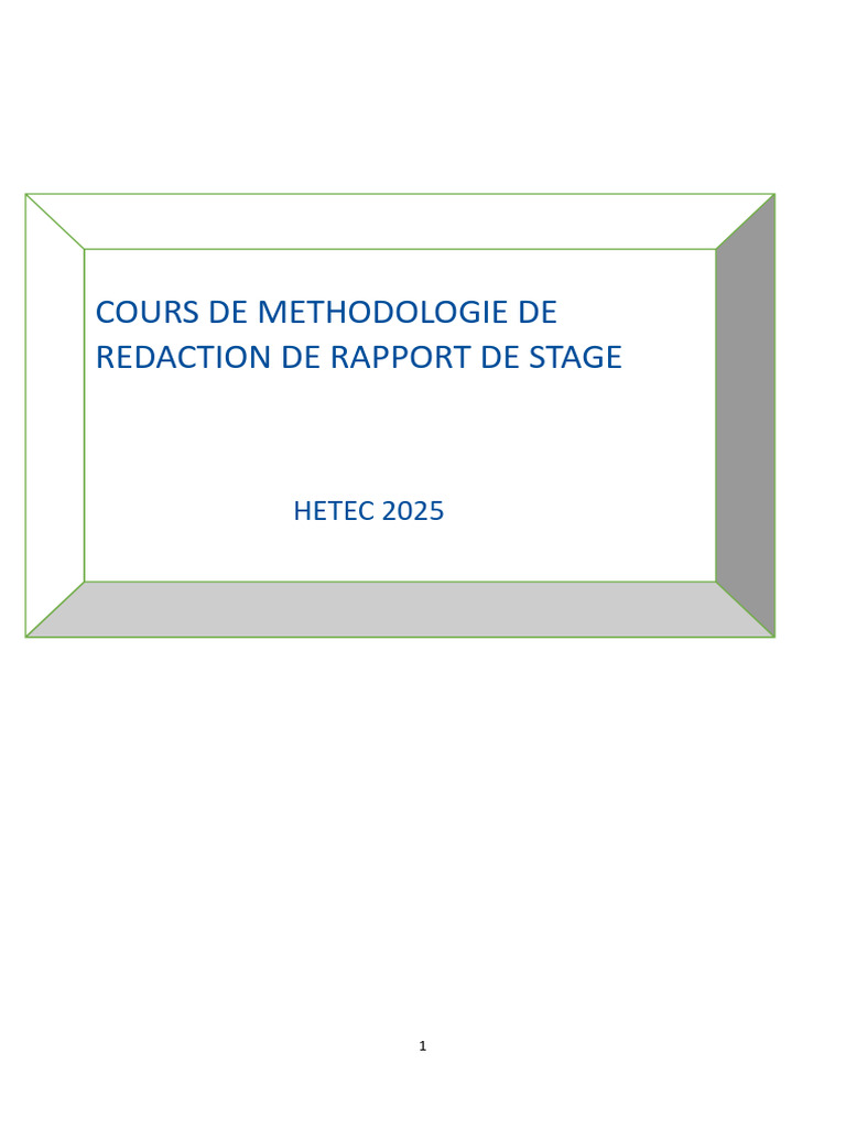 Méthodologie de Rédaction de Rapport de Stage | PDF | Observation | Science