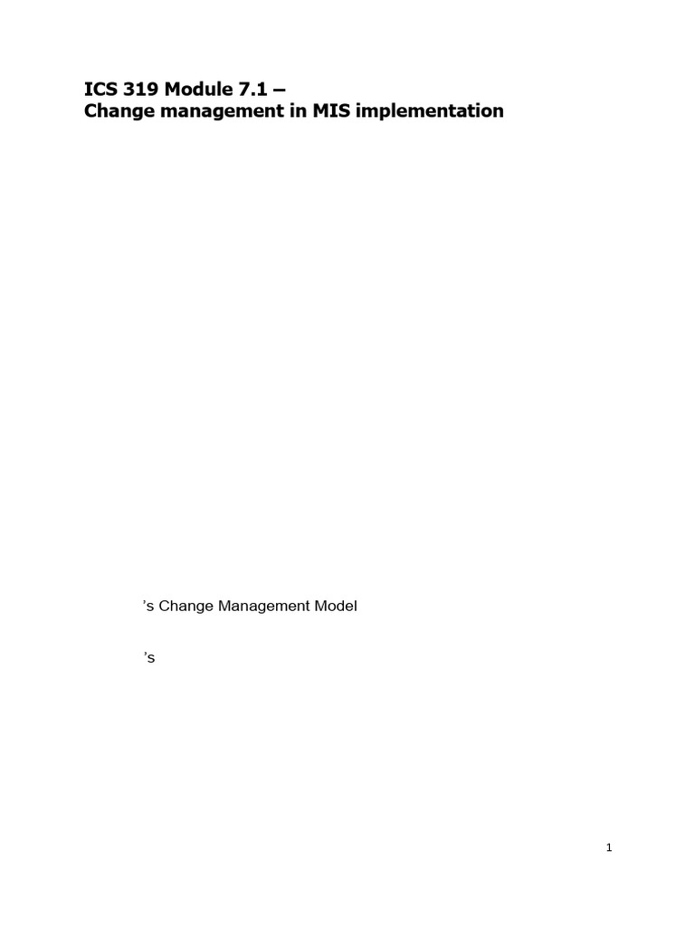 ICS 319 Module 7.1 Change Management in MIS Implementation | PDF ...
