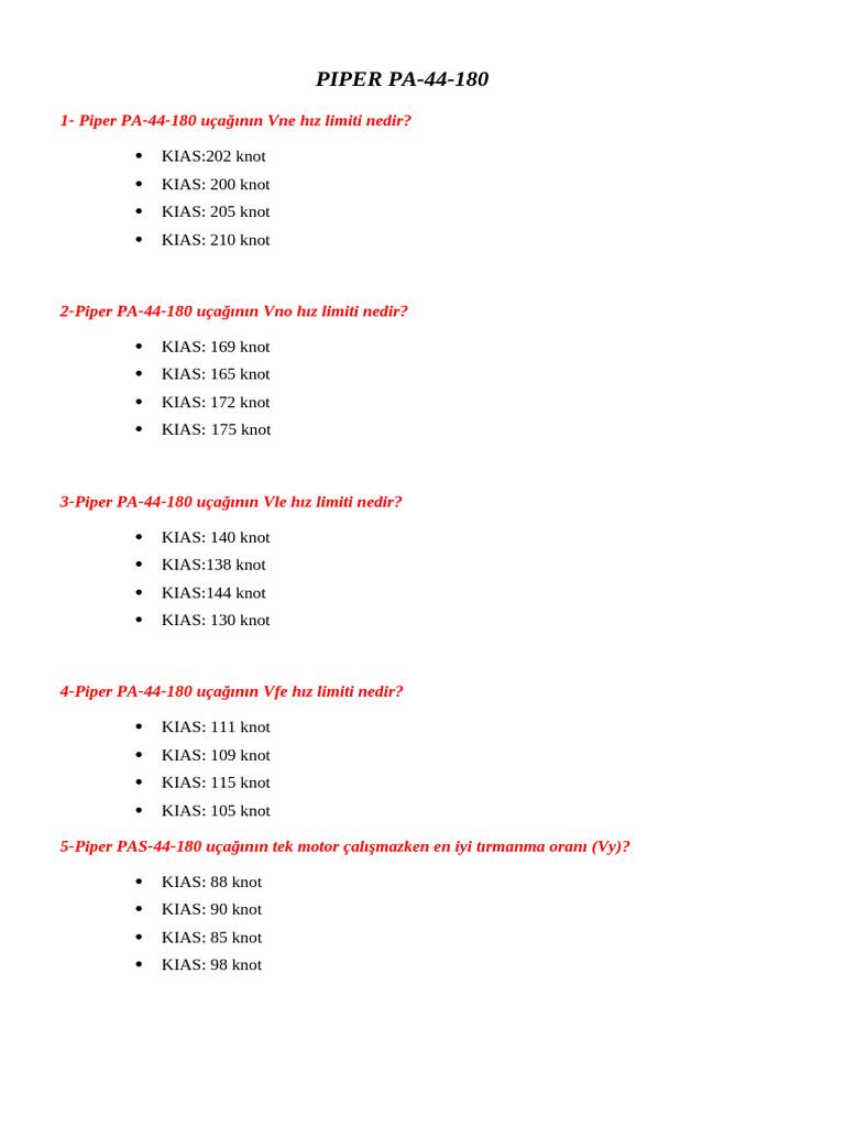 Multi Engines Questions Test | PDF