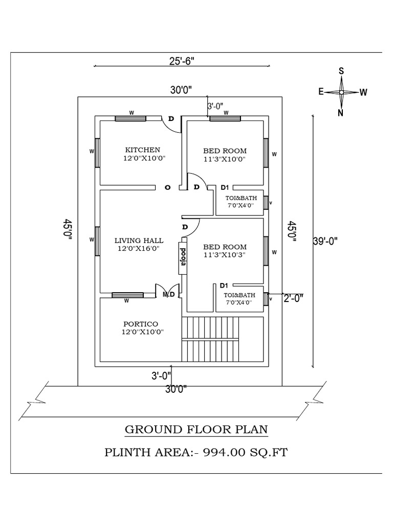 Ground Floor Plan with Dimensions | PDF