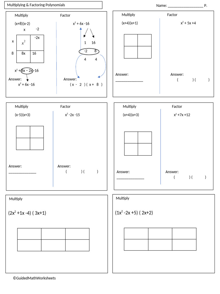 MultiplyingFactoringPolynomialsBoxMethod-1 | PDF | Abstract Algebra ...