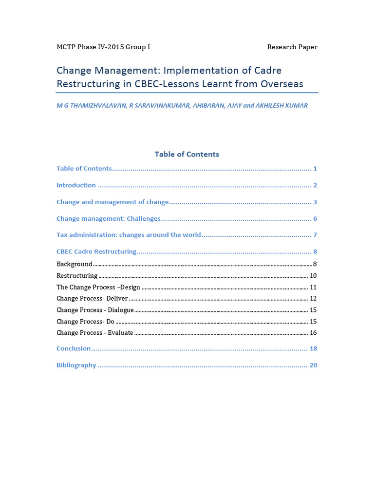 Change Management in CBEC Restructuring | PDF | Taxes | Excise