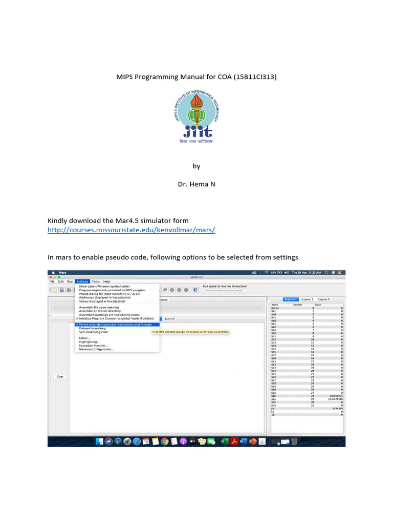 MIPS Programming Manual for CSE/IT | PDF | Computer Data | Software