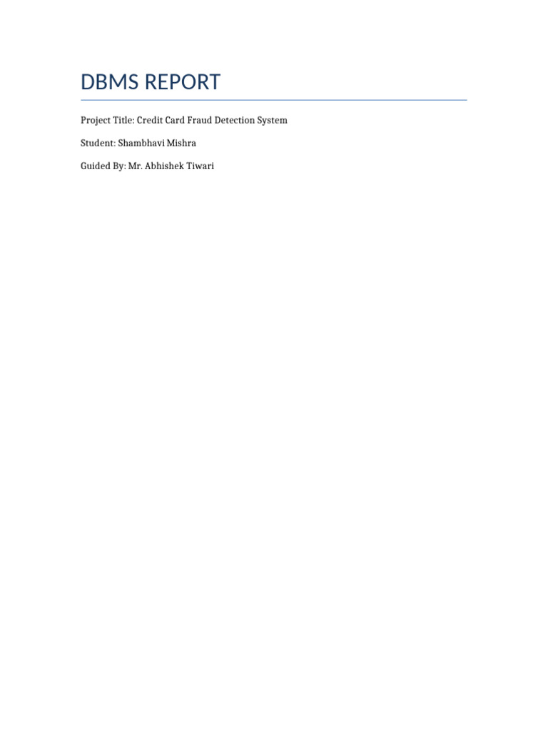 Credit Card Fraud Detection DBMS Report | PDF | Databases | Relational ...
