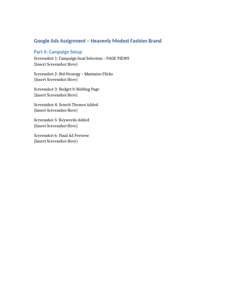 Heavenly Google Ads Assignment | PDF