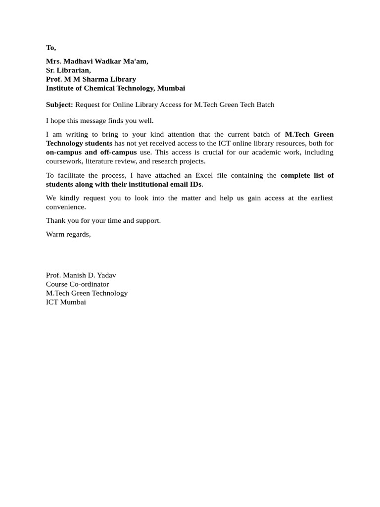 Library Letter | PDF