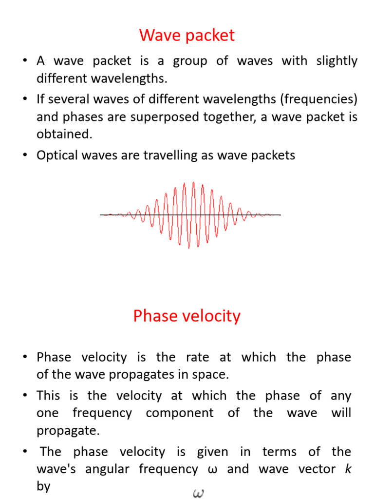 Wave Packets: Phase and Group Velocity | PDF