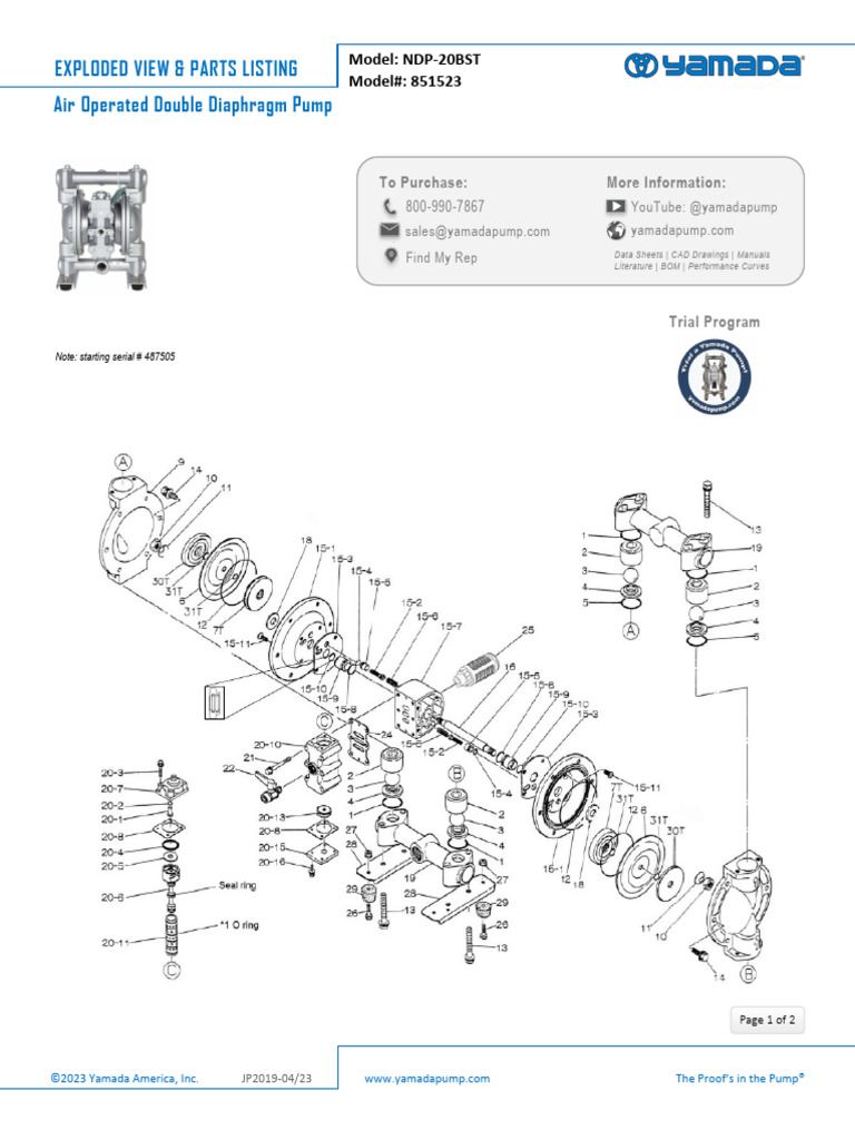 NDP-20BST Pump Parts & Assembly Guide | PDF | Valve | Mechanical ...