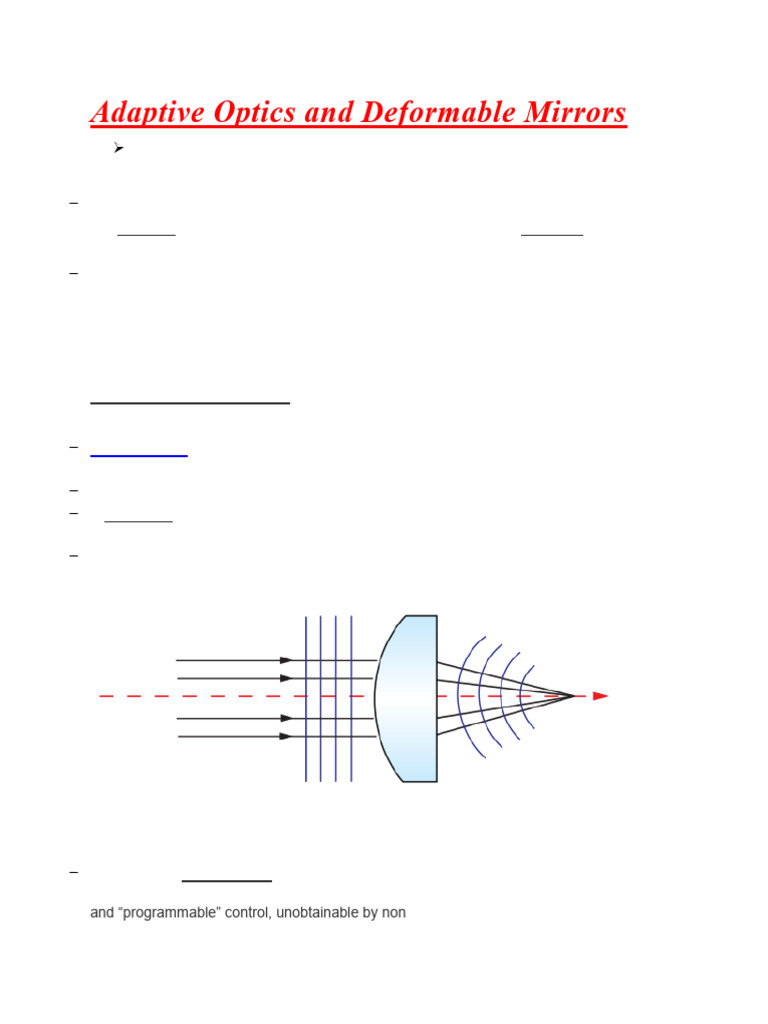 Adaptive Optics and Deformable Mirrors | PDF | Optics | Mirror