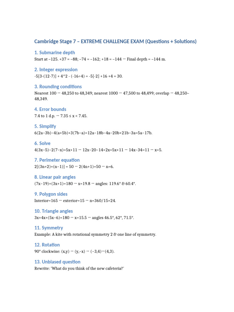 Cambridge Stage 7 Challenge Exam Solutions | PDF