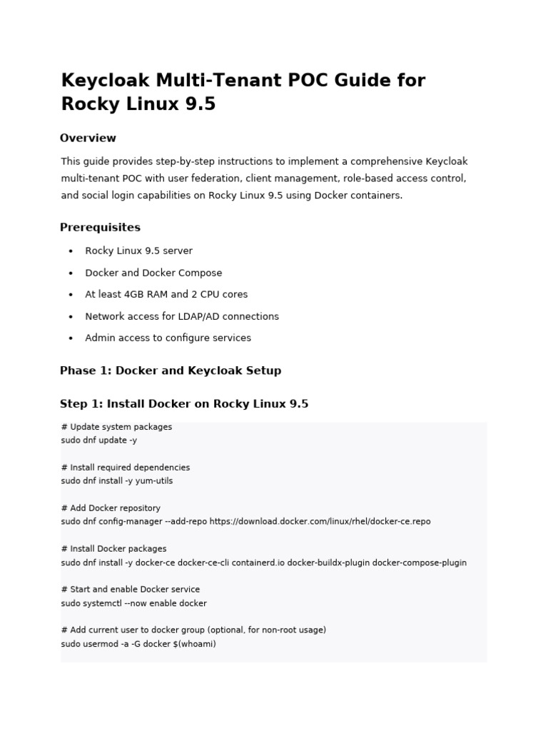 Keycloak Multi-Tenant Setup on Rocky 9.5 | PDF | Computing ...