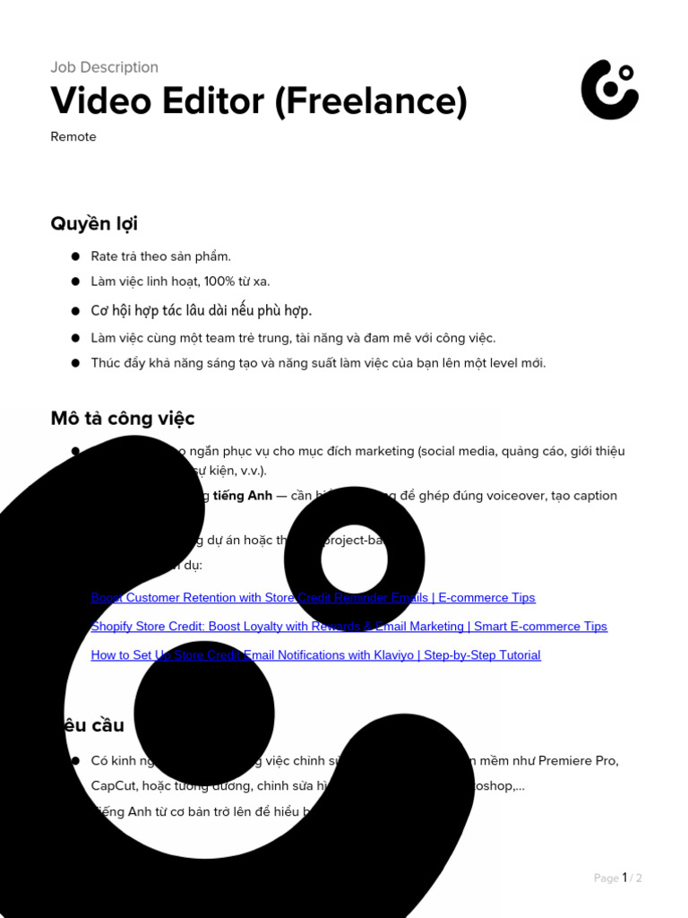 JD 2025 - Freelance Video Editor | PDF