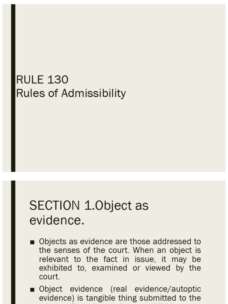Admissibility of Evidence Rules Explained | PDF | Witness | Parol ...
