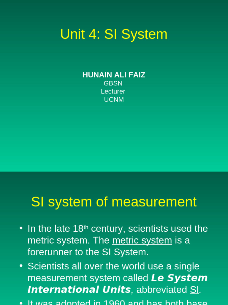 Unit 4 SI System | PDF
