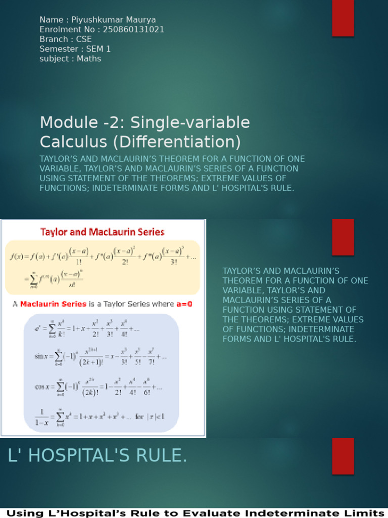 Single-variable Calculus: Taylor & Maclaurin | PDF