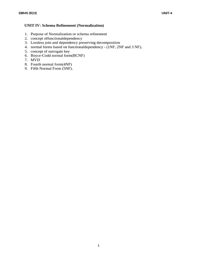 DBMS Schema Refinement & Normalization Guide | PDF | Databases ...