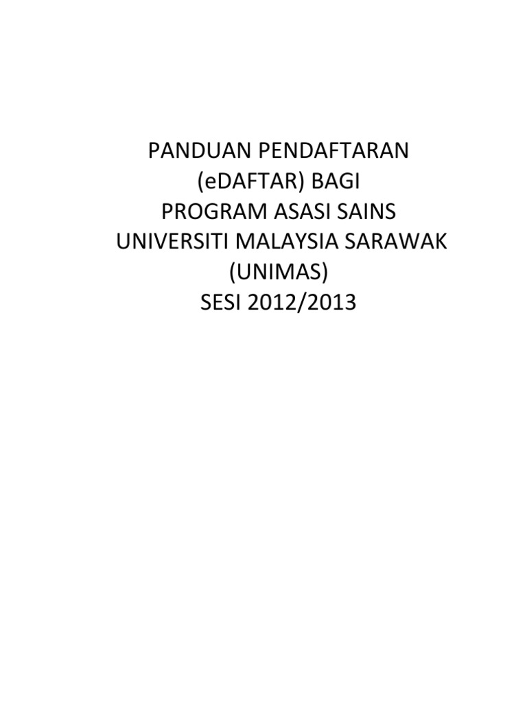 Panduan Pendaftaran Asasi UNIMAS 2012/2013 | PDF | Ilmu Sosial | Sains ...