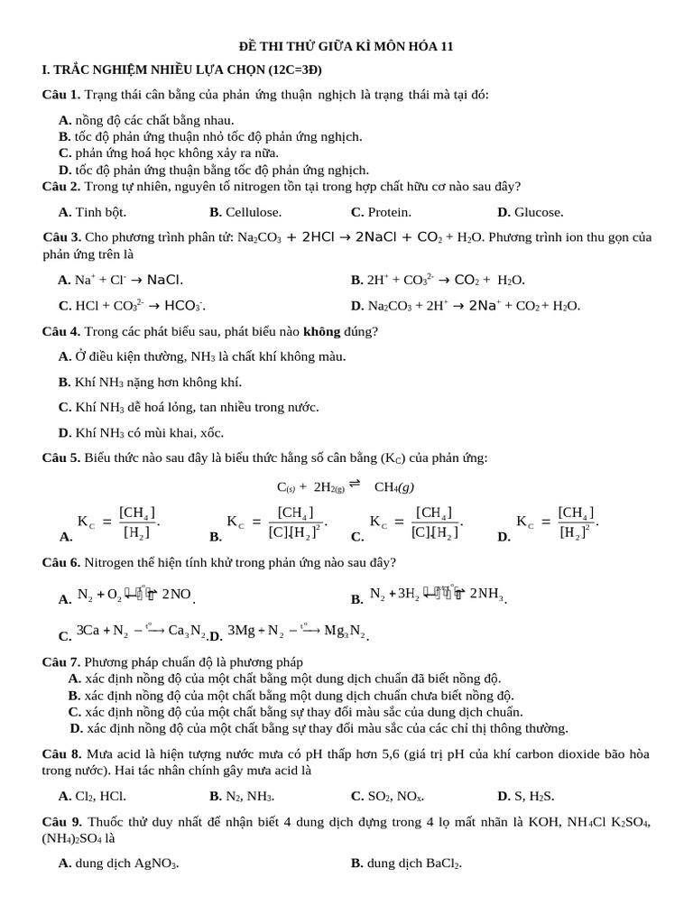 %C4%91e%CC%82%CC%80 thi thu%CC%9B%CC%89 gk 1 ho%CC%81a 11 | PDF