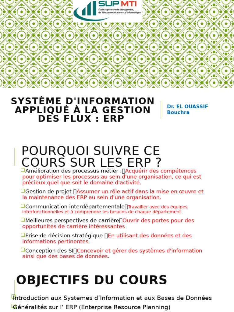 Gestion des Flux avec ERP et SI | PDF | Progiciel de gestion intégré ...