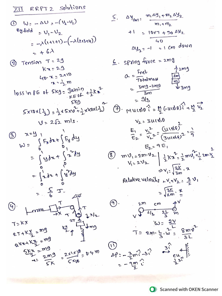 12 RRPT 2 Physics Solutions | PDF